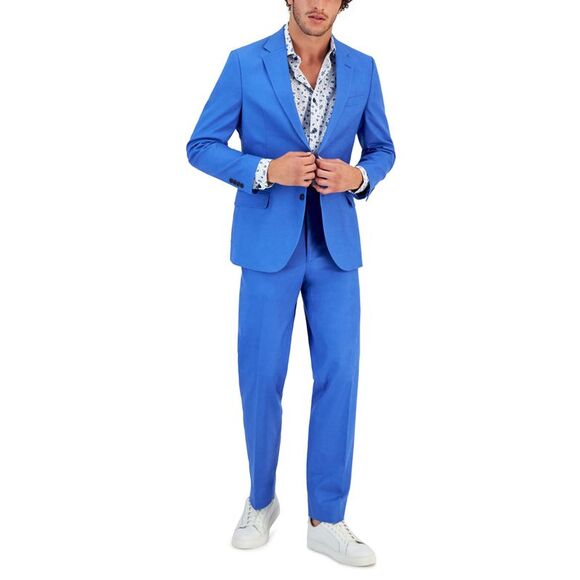 Men's Modern-Fit Cotton/Linen Blend Suit - Picture 1 of 1